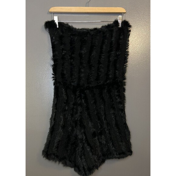 Louise Paris Dress Womens Medium Black Rabbit Fur Strapless Tube Mini Soft Cozy - Picture 5 of 7